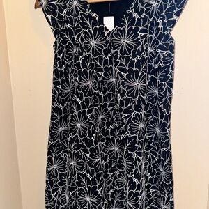 LOFT Black Dress with White Floral Design